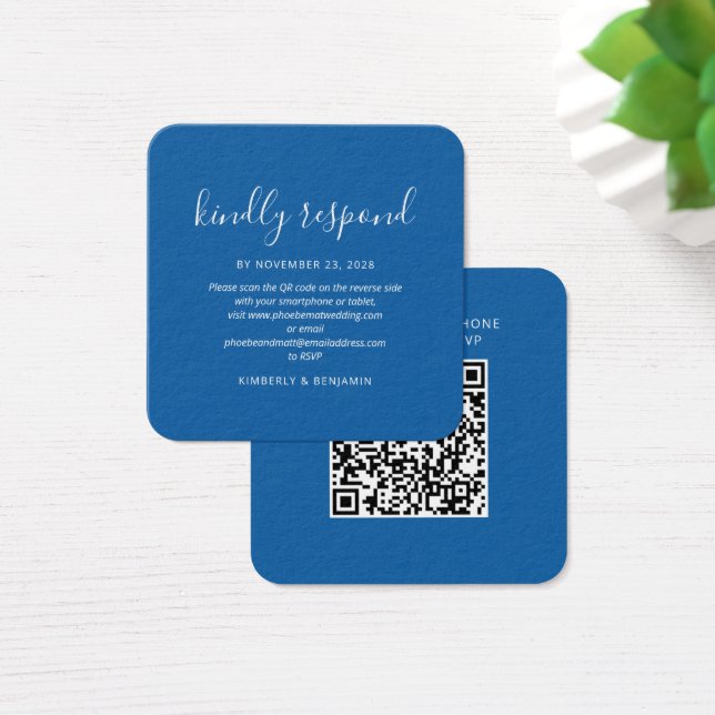 Elegant bröllops QR-kod RSVP-kort Fyrkantigt Visitkort (Skivbord)