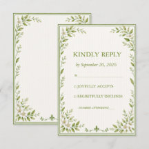 Elegant bröllops-RSVP-kort med salvia-grönska