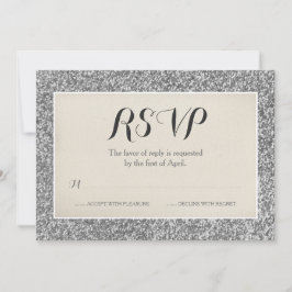 Elegant bröllops-RSVP-kort med silverglitter OSA Kort
