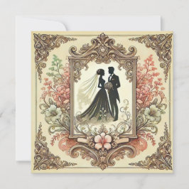 Elegant Bröllops Siluett Ram Inbjudningar