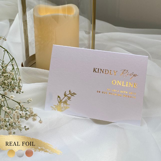 Elegant bröllops-svar online bilaga folierat kort (Skapare uppladdad)