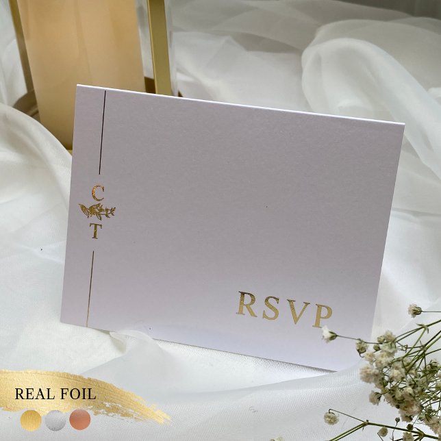 Elegant Bröllops-Svar Vikbar Guld Folierat Kort (Skapare uppladdad)