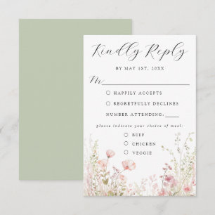 Elegant bröllops-svarskort med blommotiv OSA kort