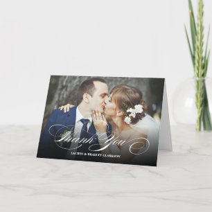 Elegant bröllops-tackkort med fotokollage tack kort