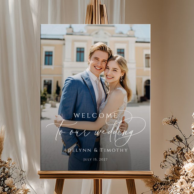 Elegant bröllops välkomstskrift med foto poster (Skapare uppladdad)