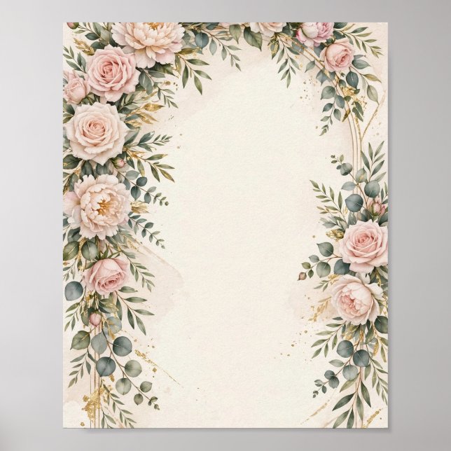 Elegant bröllopsaffisch med blomsterbåge poster (Framsidan)