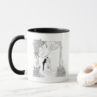 Elegant bröllopsbåge Par Linje Konst Personlig Mugg
