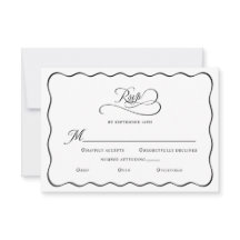 Elegant bröllopsbilaga Vågig ram Svart