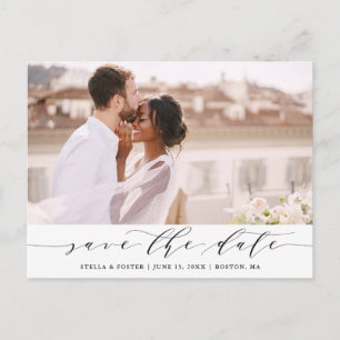 Elegant bröllopsbild för Save the Date-foton Meddelande Vykort