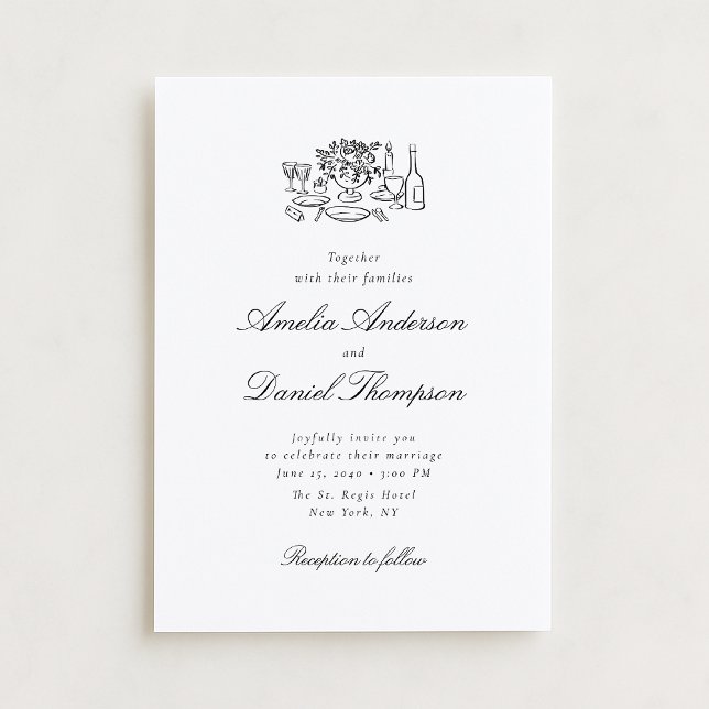 Elegant bröllopsbord illustration inbjudan (Skapare uppladdad)