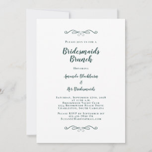 Elegant Bröllopsbrunch Brudtärnor Smaragdgrön Inbjudningar
