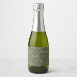 Elegant bröllopsdesign för mini-champagneflasketik