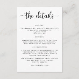 Elegant bröllopsdetaljer inbjudan insert