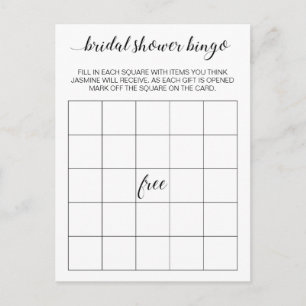 Elegant bröllopsdusch Bingo Card Game Postkort Inbjudan Vykort