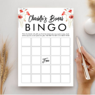 Elegant Bröllopsdusch Bingo Spelkort med Blommotiv Inbjudningar