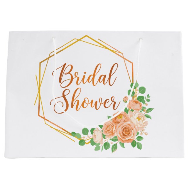 Elegant Bröllopsdusch Blommig och Guld Konst (Framsidan)