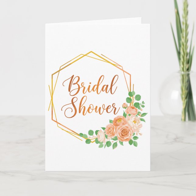 Elegant Bröllopsdusch Blommig och Guld Konst Program (Framsida)
