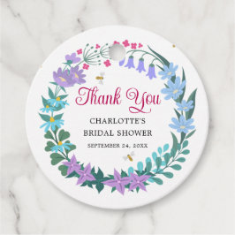 Elegant bröllopsdusch Blommig vildblomsterkrans Gåvor Etiketter