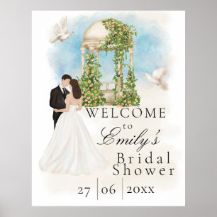 Elegant bröllopsdusch Brud & Brudgum Lusthus Poster
