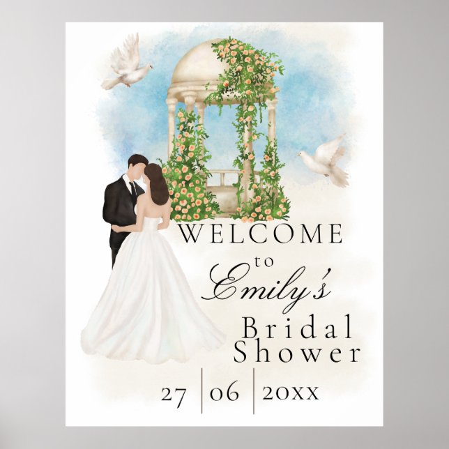 Elegant bröllopsdusch| Brud & Brudgum| Lusthus Poster (Framsidan)