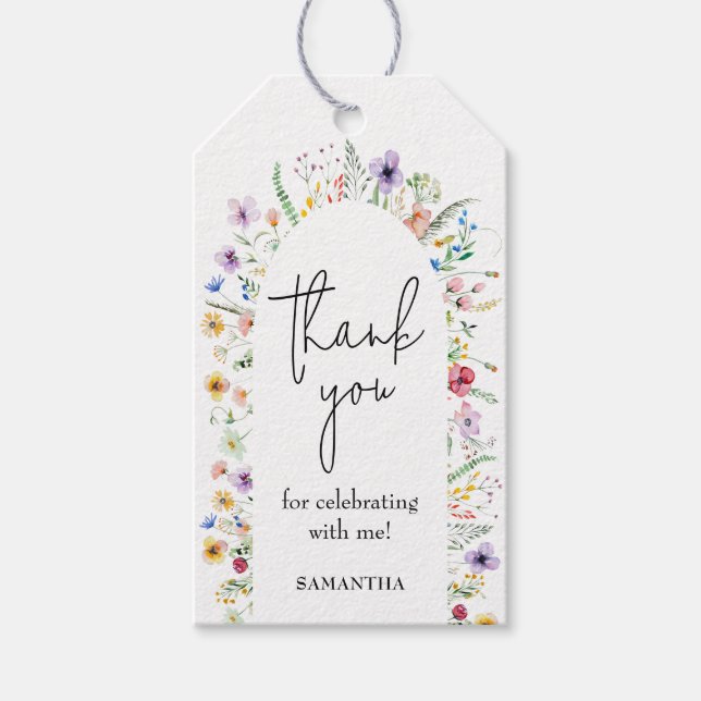 Elegant Bröllopsdusch för Blommor Presentetikett (Framsidan)