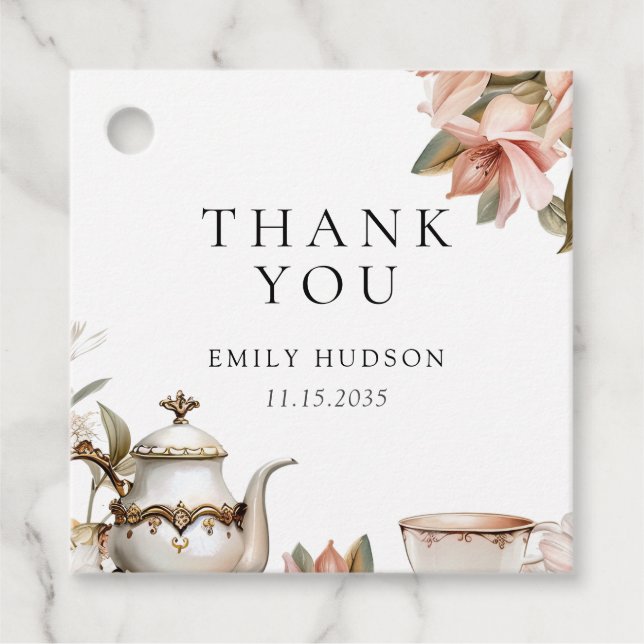 Elegant Bröllopsdusch för Tekväll Gåvor Etiketter (Framsida)