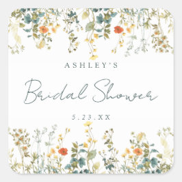 Elegant Bröllopsdusch för Vildblommor Fyrkantigt Klistermärke