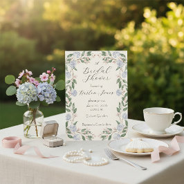 Elegant Bröllopsdusch i akvarellstil med hortensia Inbjudningar