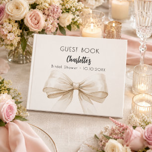 Elegant bröllopsdusch i beige och kräm gästböcker