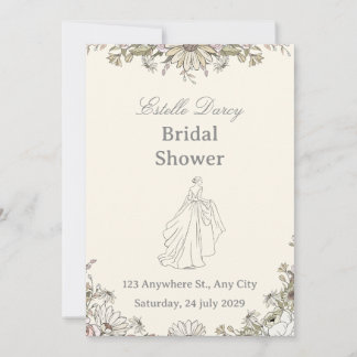Elegant bröllopsdusch-inbjudan med blommor, romant inbjudningar