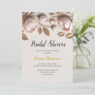 Elegant bröllopsdusch-inbjudan med blommotiv inbjudningar