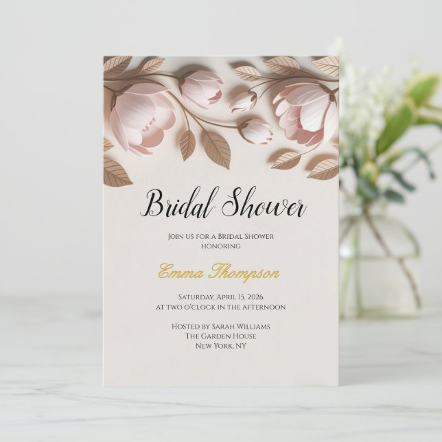 Elegant bröllopsdusch-inbjudan med blommotiv inbjudningar (Stående Fram)