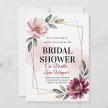 Elegant Bröllopsdusch-inbjudan med blommotiv | Mod