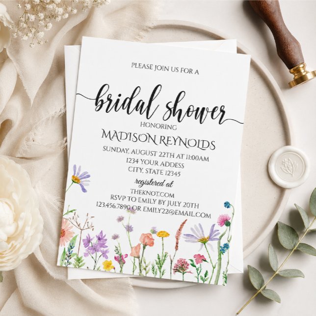 Elegant Bröllopsdusch-inbjudan med Vildblommor Inbjudningar (Skapare uppladdad)