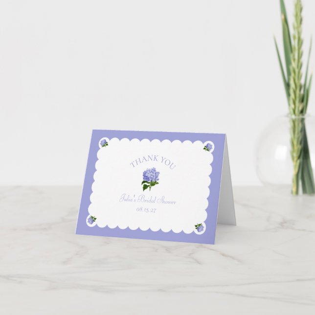 Elegant bröllopsdusch Lavendelblå Hortensia Chic Tack Kort (Framsida)