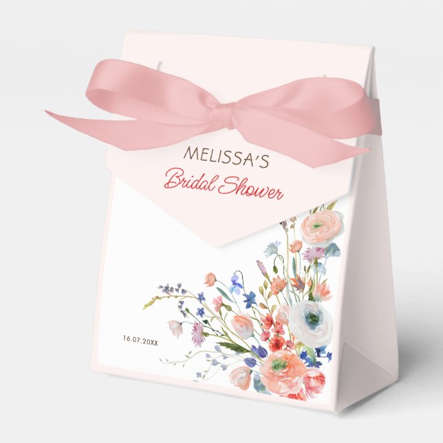 Elegant bröllopsdusch med blommotiv presentaskar (Framsidan Sidan)