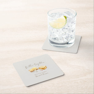 Elegant bröllopsdusch med bröd och smör underlägg papper kvadrat