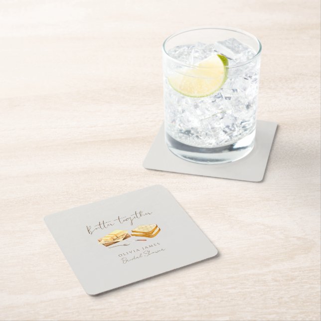 Elegant bröllopsdusch med bröd och smör underlägg papper kvadrat (Insitu)