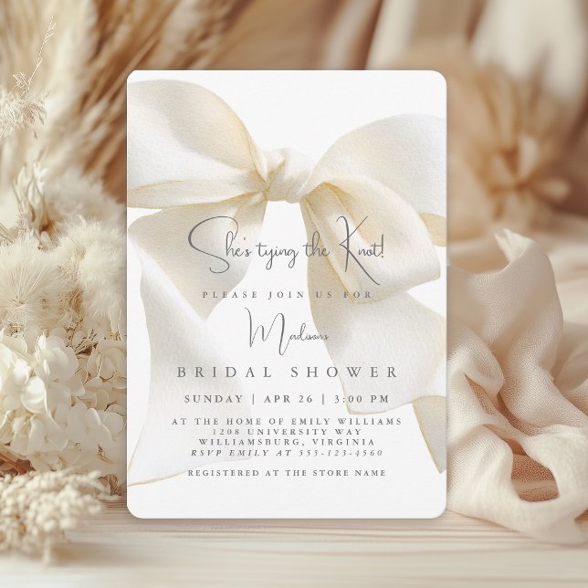 Elegant bröllopsdusch med elfenbensfärgad rosett inbjudningar (Invitation may be ordered in both printed and instant download digital formats.)