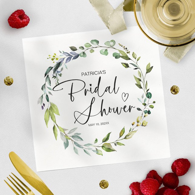 Elegant Bröllopsdusch med Grönska Pappersservett (Skapare uppladdad)