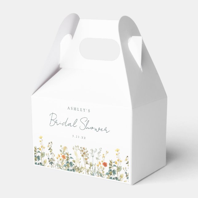 Elegant Bröllopsdusch med Vilda Blommor Presentaskar (Framsidan Sidan)