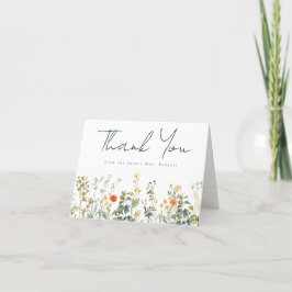 Elegant bröllopsdusch med vilda blommor tack kort