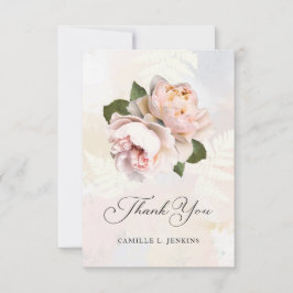 Elegant Bröllopsdusch Tackkort med Rosa Blommor Tack Kort