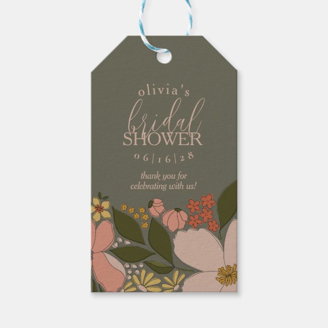 Elegant bröllopsduschpresentetikett med blommotiv presentetikett (Framsidan)