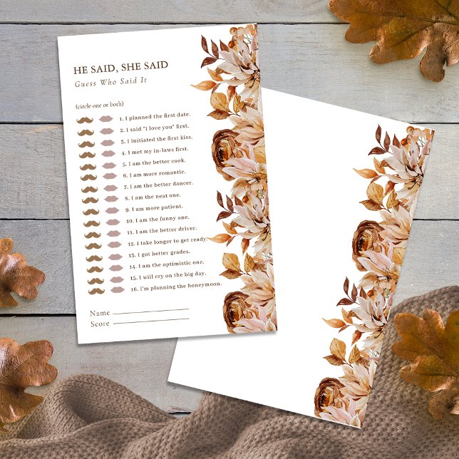 Elegant Bröllopsduschspel för Hösten (Elegant Fall Bridal Shower Game
)