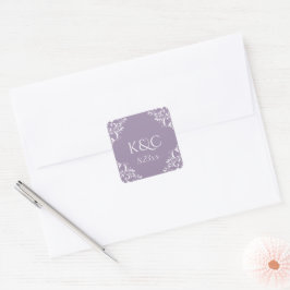 Elegant bröllopsetikett | Nadine - Lavendel Fyrkantigt Klistermärke