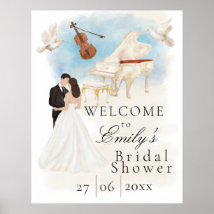 Elegant bröllopsfest Brud & Brudgum Piano Viol Poster
