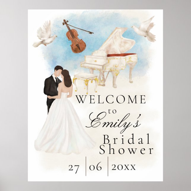 Elegant bröllopsfest | Brud & Brudgum | Piano Viol Poster (Framsidan)