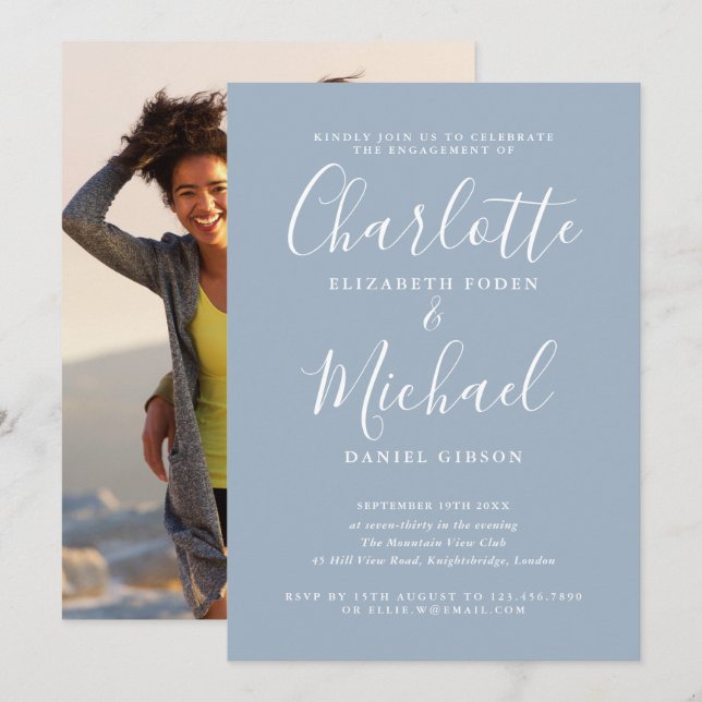 Elegant bröllopsfest foton inbjudningar (Fram/baksida)