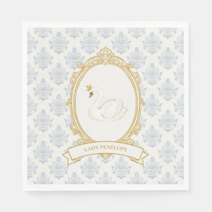Elegant bröllopsfest i Regency-stil med blå och gu Pappersservett